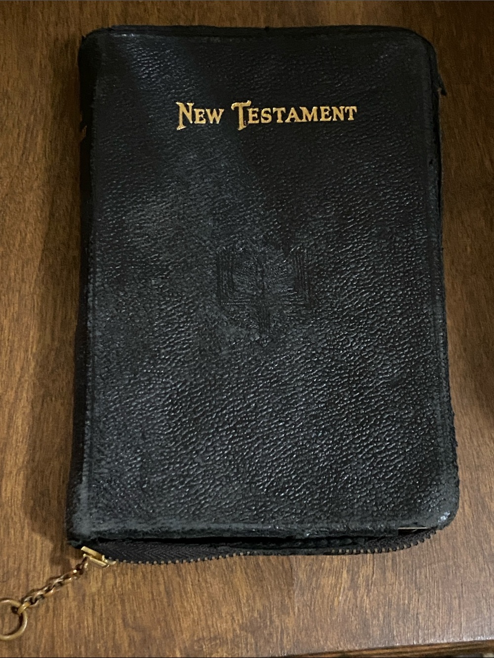 Vintage New Testament Zipper Bible Cover - Black